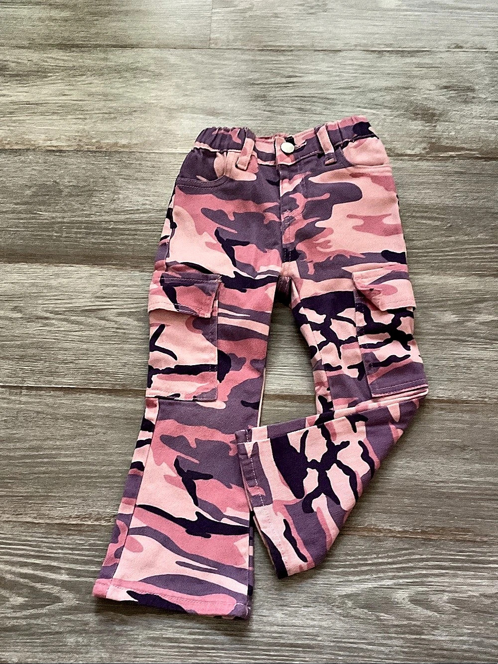 Kids Camo Cargo Pants in Pink & Purple